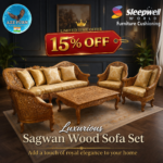 Premium wooden Sofa with Lather Sowed Fabric
