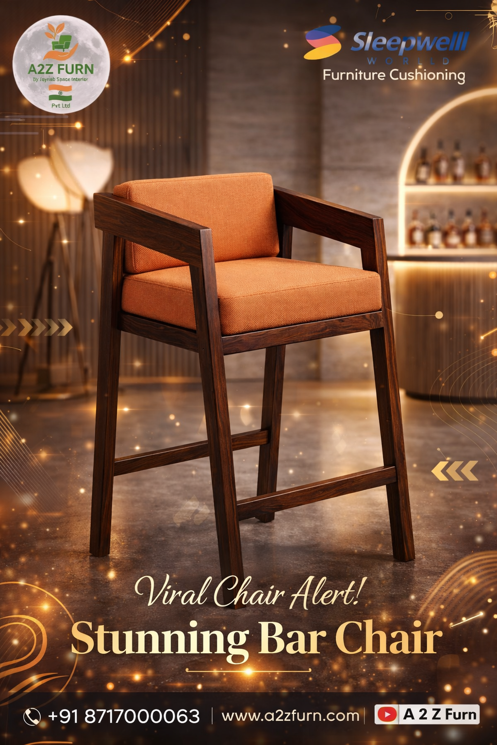 Premium Baar Chair with Lather Sowed Fabric